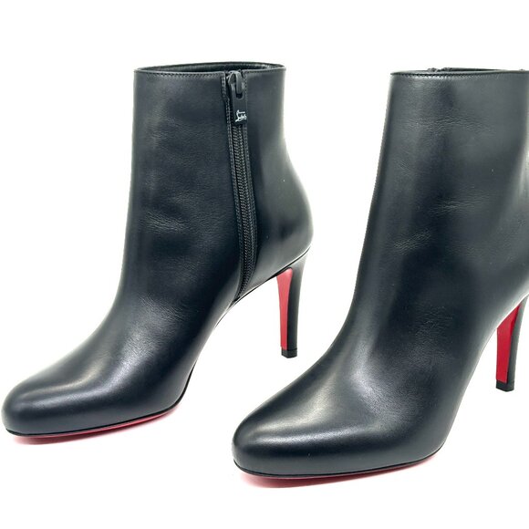 Christian Louboutin PUMPPIE BOOTY 85 Leather Ankle Boots Heels Black - Picture 12 of 15
